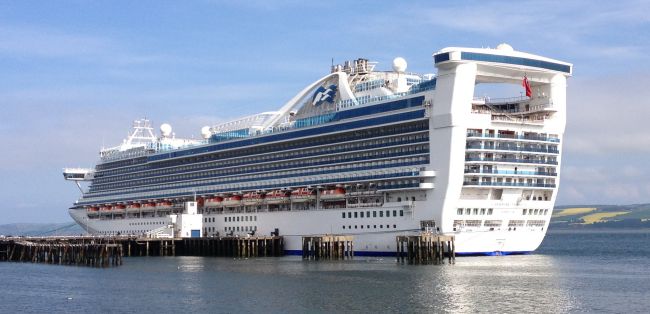 One of the several cruise ships which put in to the port of Invergordon during cruises around the coast of Scotland.